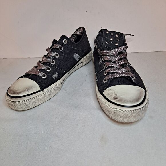 Blowfish Shoes - Blowfish Malibu Kensie Distressed Sneakers Women's Sz 11M Black Canvas